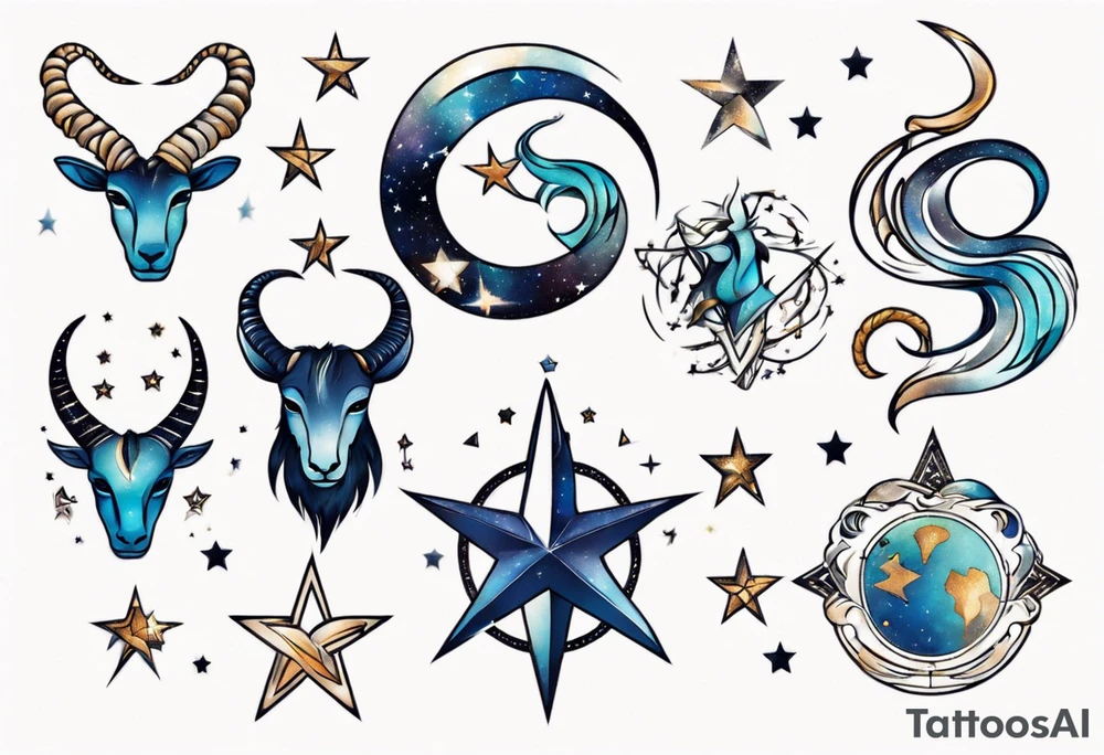 Capricorn stars among other stars tattoo idea