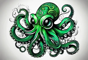 Electric octopus peacefull green tattoo idea