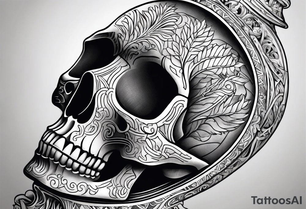 Skeleton with words engraved tattoo idea
