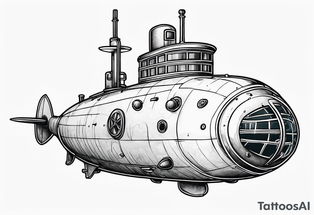 modern submarine front view tattoo idea