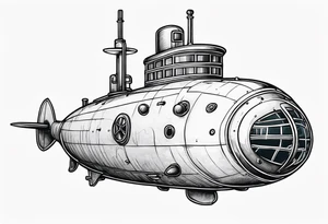 modern submarine front view tattoo idea