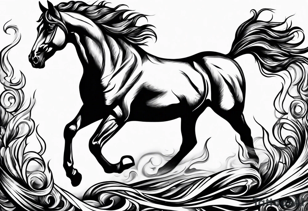 horse on fire tattoo idea