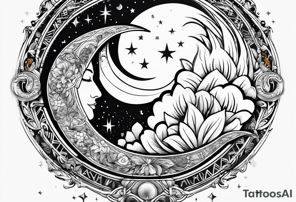 Sun and moon tattoo idea