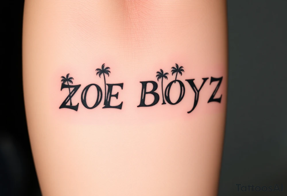 ZOE BOYZ with palm trees and flames tattoo idea