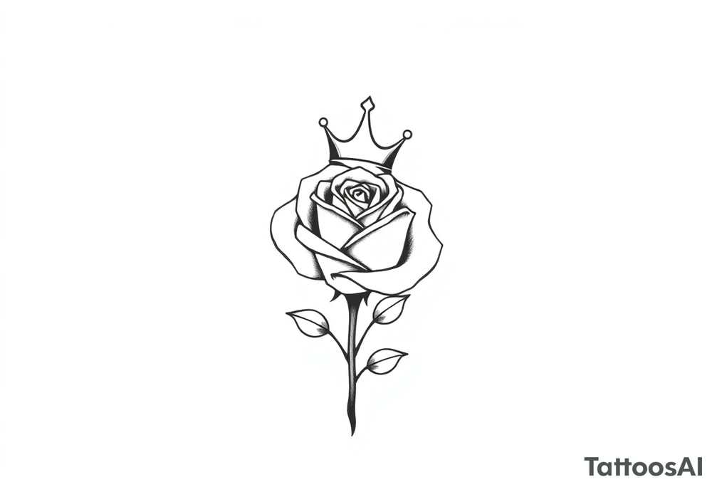 Rose with a small kings crown above it tattoo idea