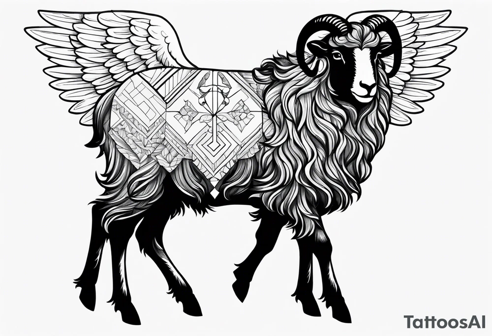 black sheep with angel wings tattoo idea