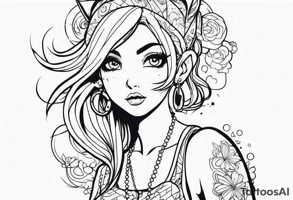 Anime girl tattoo idea