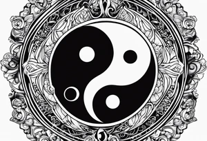 Yin yang symbol with sacred geotry patterns tattoo idea