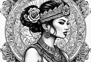 Mayan princess with roses tattoo tattoo idea
