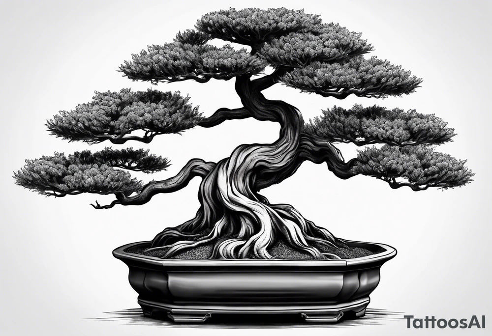 bonsai tree with dirt tattoo idea