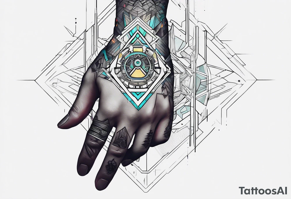 cyberpunk 2077, hand tattoo, geometric, subtle, tattoo idea