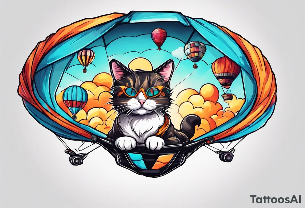 cat going skydiving with no chute open tattoo idea