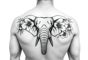 Elephant sleeve with flowers tattoo idea