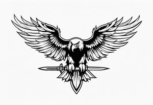 Eagle flying with sword in its claws tattoo idea