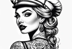 Pinup face nurse tattoo idea