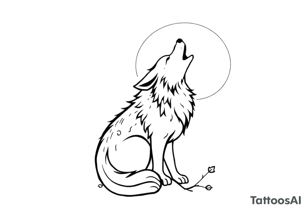 Wolf howling to the moon tattoo idea