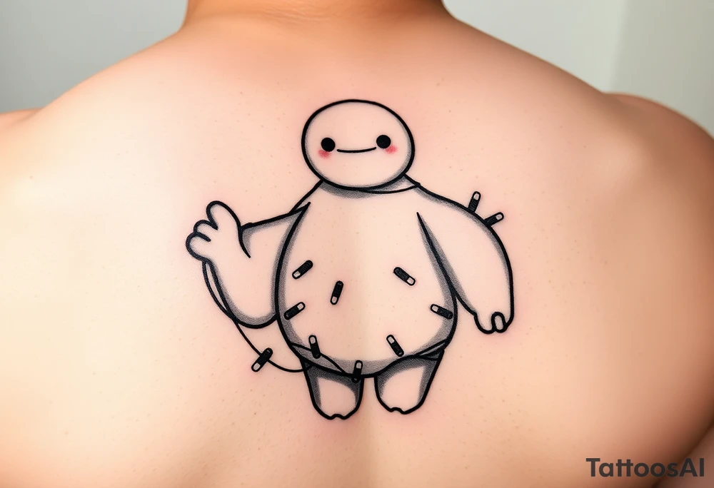 Disney Christmas themed Baymax up in mickey head shaped Christmas lights tattoo idea