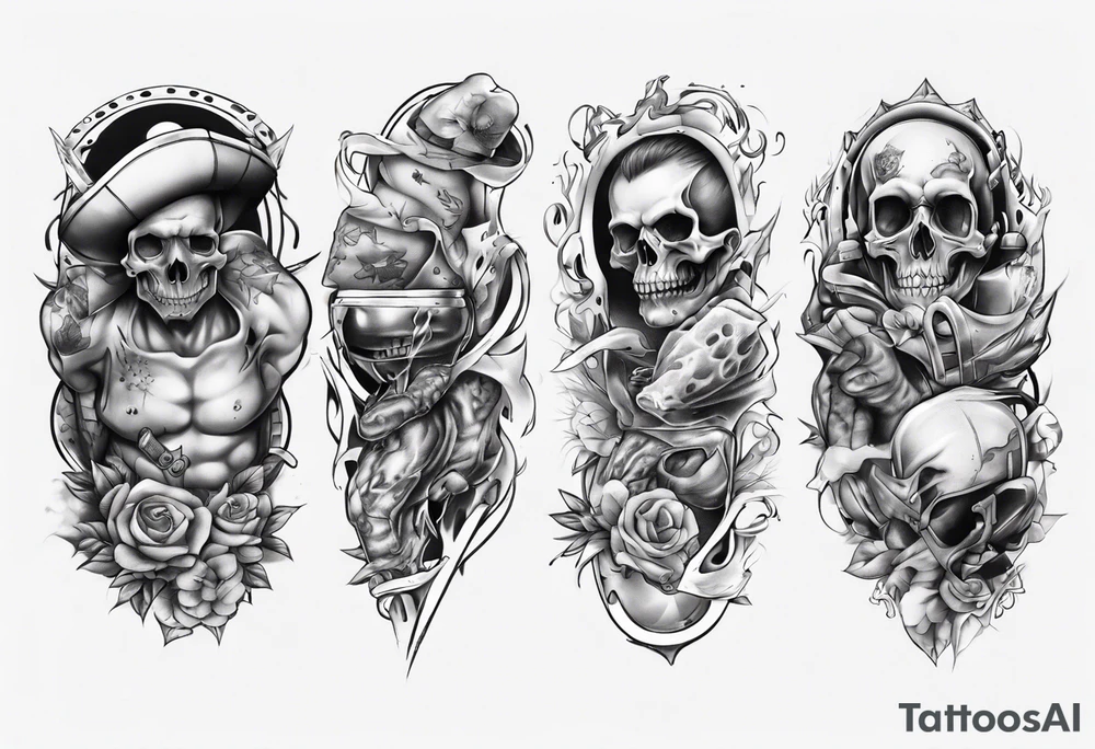 full stomach gangster sleeve tattoo idea