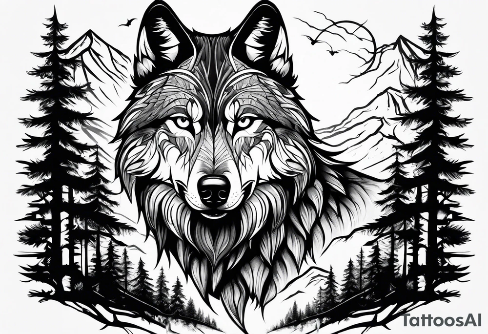a wolf in the wild tattoo idea