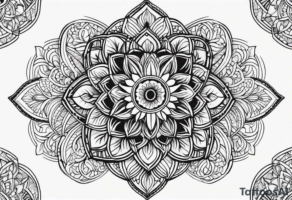 flower of life with henna pattern for sleeve tattoo idea
