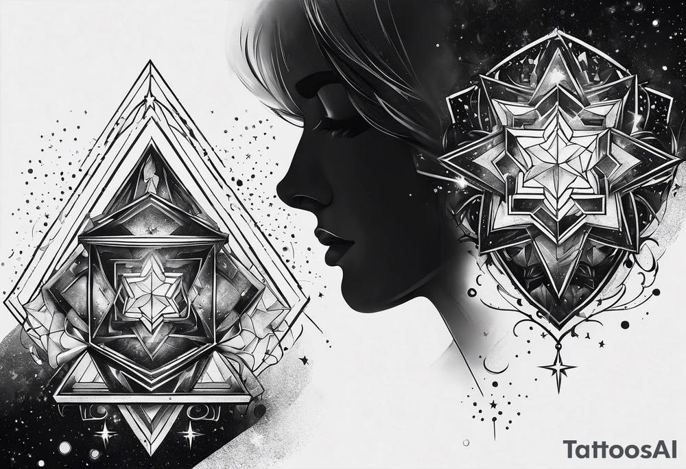 Tesseract and stars tattoo idea