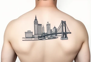 linework tattoo for the pittsburgh full marathon that i can get vertically. include the buildings in pittsburgh and one of the pittsburgh bridges tattoo idea