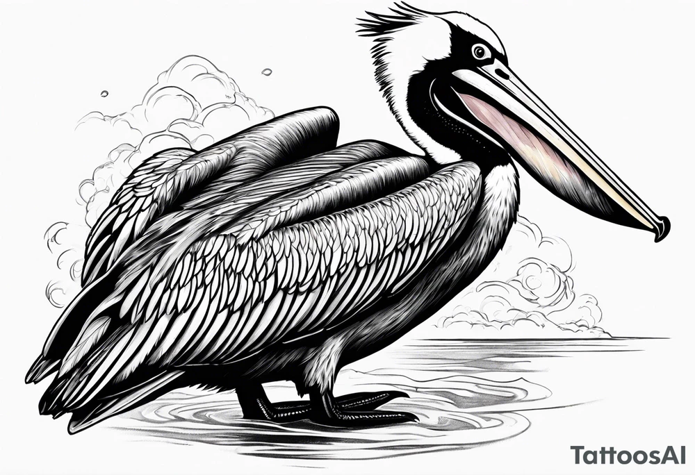 high speed 
diving pelican tattoo idea