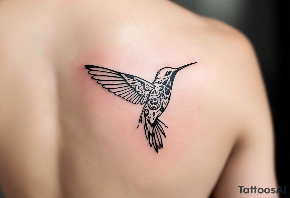 smaller hummingbird with Indigenous style tattoo idea