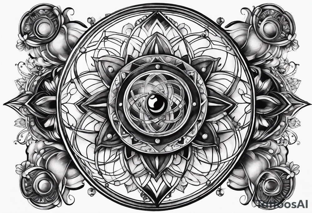 atom with quantum electron cloud tattoo idea