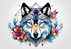 Constellation, animal wolf snow , géométric , flower tattoo idea