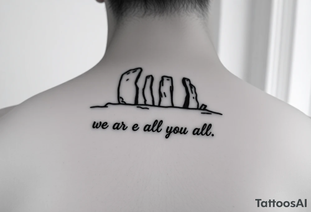 Orkney standing stones and the words "we are the island, after all" tattoo idea