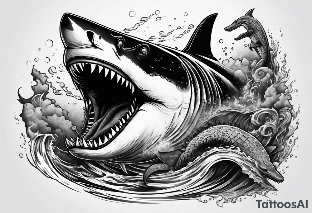 shark vs crocodile tattoo idea