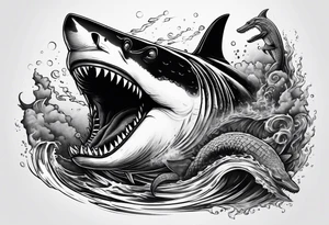 shark vs crocodile tattoo idea