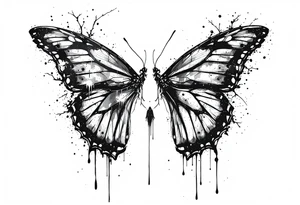 Bleeding butterfly and a second one who is in mental horror style just left and down from the first one tattoo idea