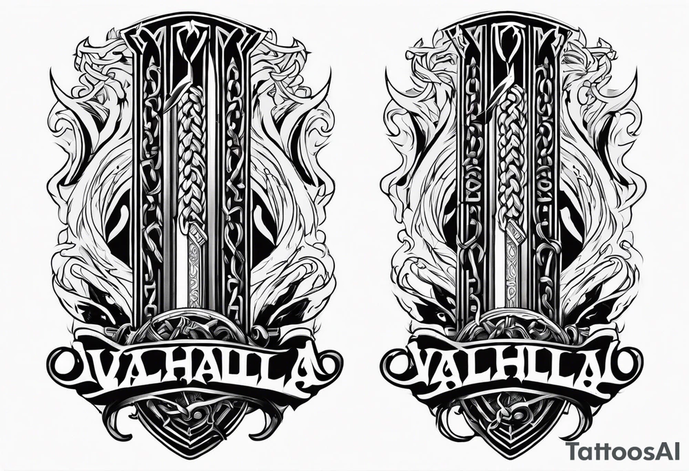 Valhalla sword fire chains tattoo idea