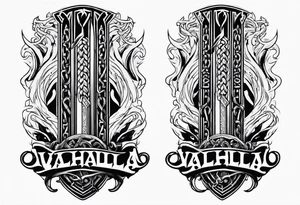 Valhalla sword  fire chains tattoo idea