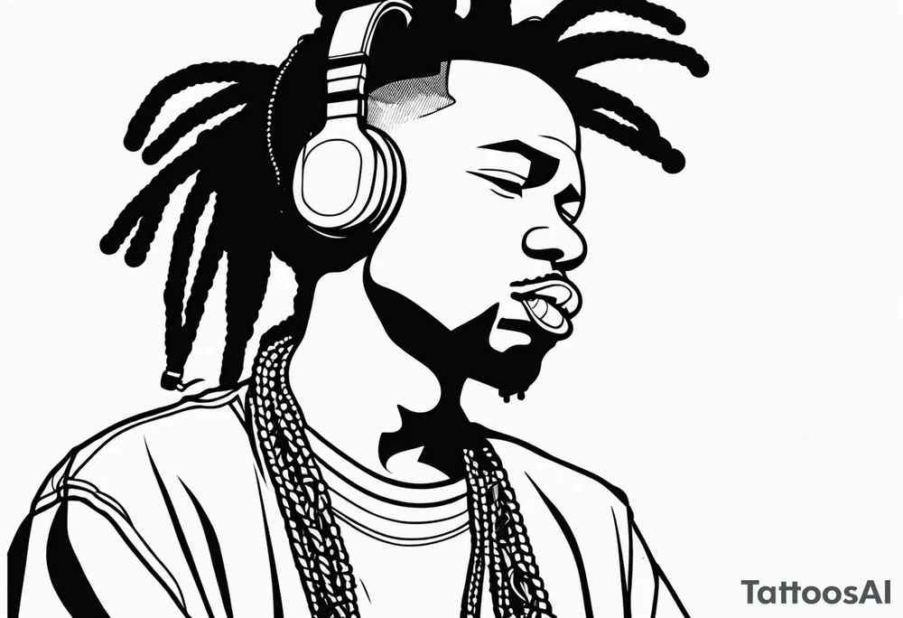 Bart Simpson with dreadlocks rapper tattoo idea