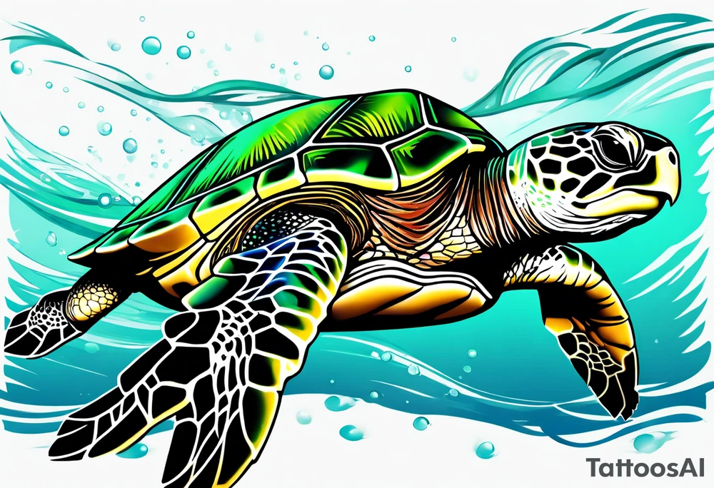 green sea turtle tattoo idea