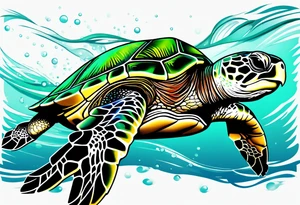 green sea turtle tattoo idea