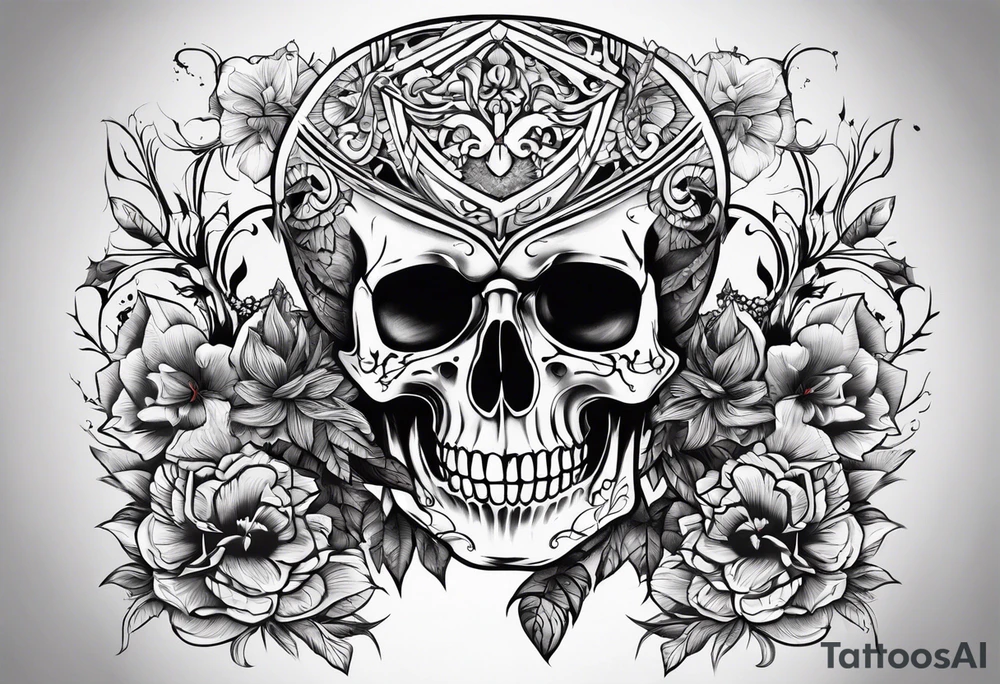 Nordic hunter skeleton tattoo idea