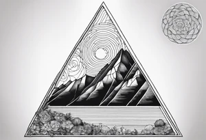 the Fibonacci Sequence. Based on the last image produced, replace the left side of the image with the Rocky Mountains that drops into a triangular point. tattoo idea