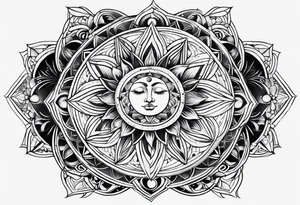 sun and moon sacred geometry tattoo idea