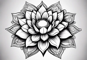 Flower with human eye in the center and petals falling tattoo idea
