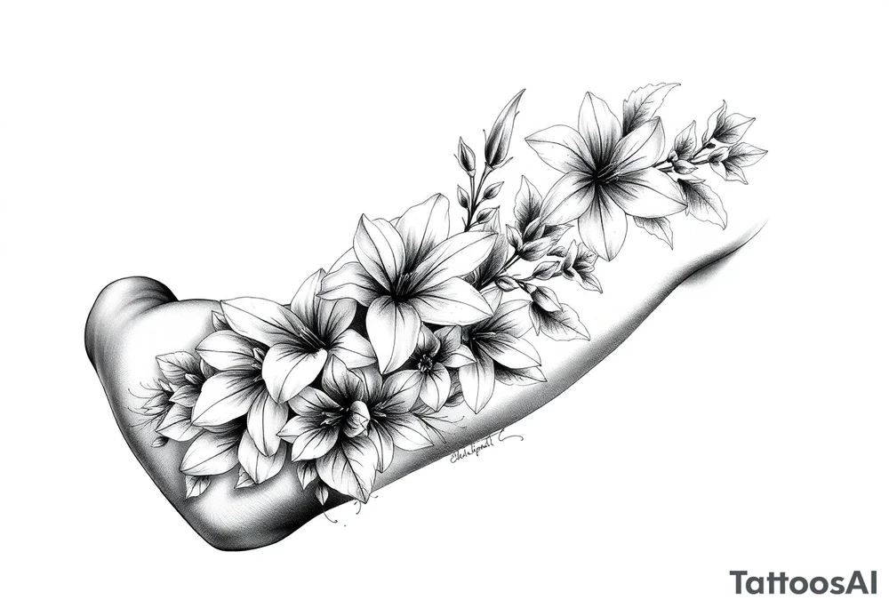 narcissus flowers and holly flowers tattoo idea