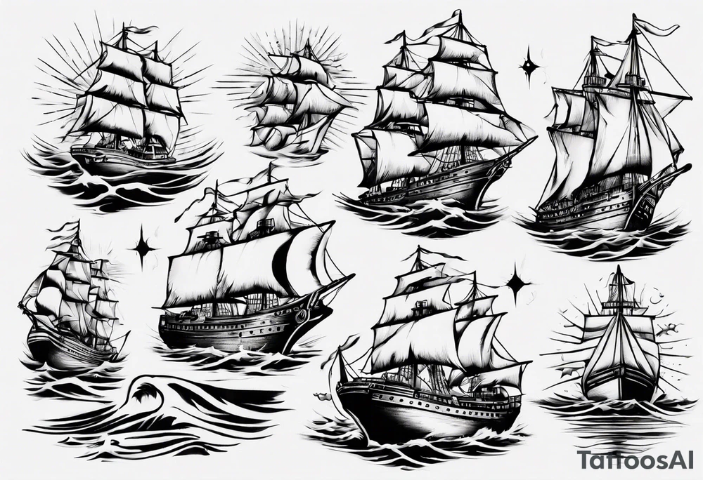 Ship on the water tattoo idea