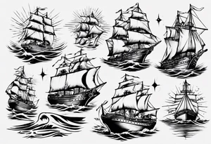 Ship on the water tattoo idea