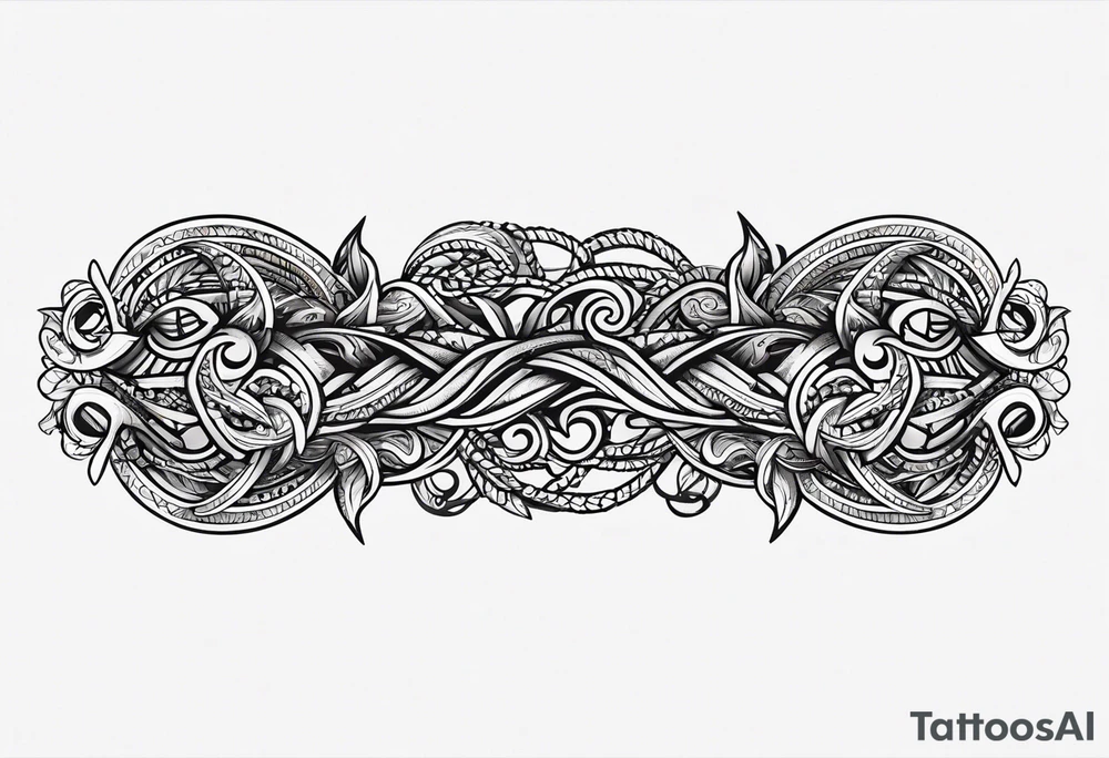 forearm masculine narrow horizontal 
band tattoo with rope pattern tattoo idea
