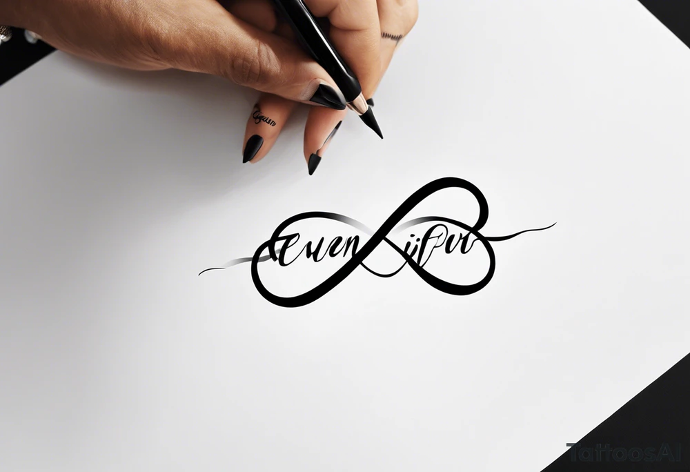 Unusual infinity symbol and the words EVEN IF type font tattoo idea