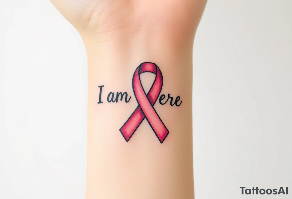 I am here pink ribbon hawaiian tattoo idea