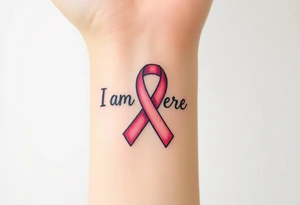 I am here pink ribbon hawaiian tattoo idea